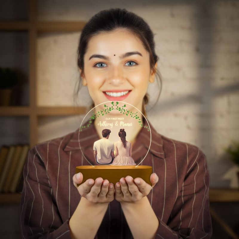 Personalized Couple Night Lamp Custom Name Light Gift for Anniversary Valentines Birthday Gift for Couple Husband Wife Girlfriend Boyfriend Warm White Light